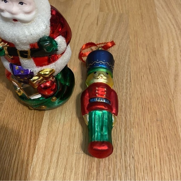 European Blown Glass Christmas Ornament Bundle Santa Claus Nutcracker Soldier - Picture 3 of 6